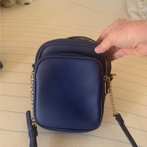 Chic Navy Crossbody Bag with Gold Chain